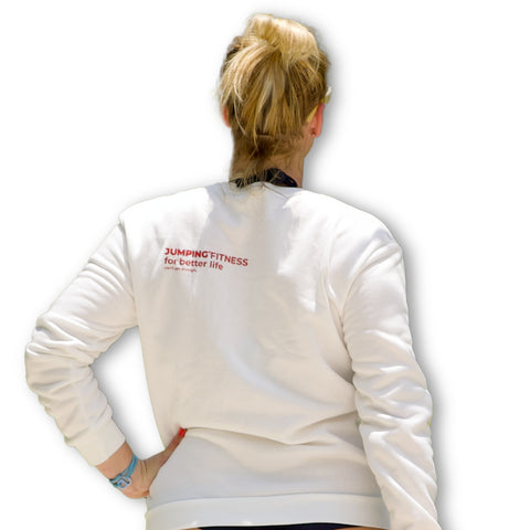 White sports sweatshirt without a hood - premium  from Jumping® Fitness - Just €35.30! Shop now at Jumping® Fitness