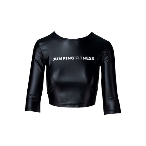 Black CROP TOP with long sleeves - premium  from Jumping® Fitness - Just €35! Shop now at Jumping® Fitness