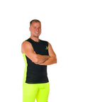 Men's sleeveless T-shirt black/yellow back - premium  from Jumping® Fitness - Just €35! Shop now at Jumping® Fitness