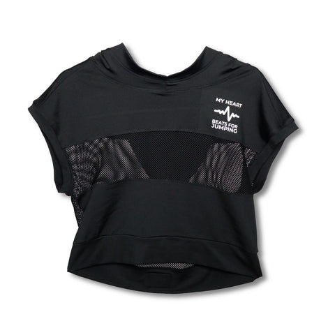 Black t-shirt with hood and mesh - premium  from Jumping® Fitness - Just €23.40! Shop now at Jumping® Fitness
