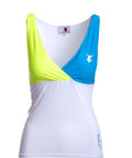 White singlet with turquoise-yellow top part - Premium  from Jumping® Fitness - Just $13.60! Shop now at Jumping® Fitness