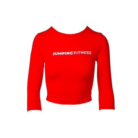 Red CROP TOP with long sleeves - premium  from Jumping® Fitness - Just €35! Shop now at Jumping® Fitness